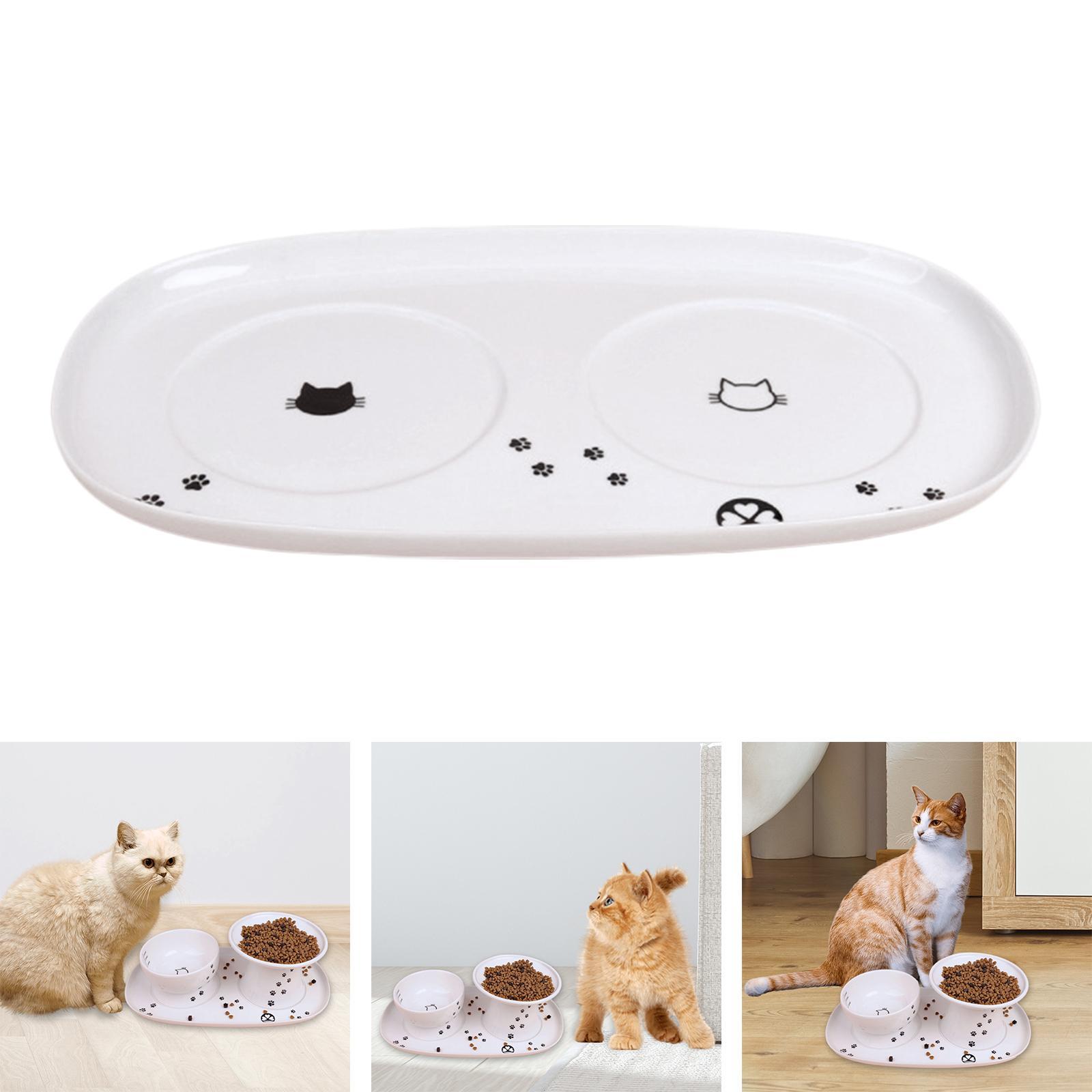 Pets Feeder Tray Water Dispenser Feeding Bowl Cats Food Bowl Plate for Small Dog