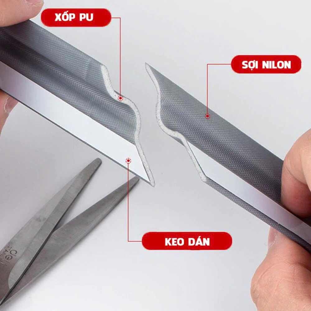 CUỘN 3 Mét Ron Chặn Khe Cửa - Chất Liệu PU Và PE Cải Tiến - Ron Chặn Khe Cửa, Chân Cửa, Khung Cửa - Ngăn Gió Lùa, Cách Âm, Chống Bụi, Ngăn Côn Trùng, Chống Thoát Khí Điều Hòa, Chống Va Đập Cửa - Hàng Chính Hãng