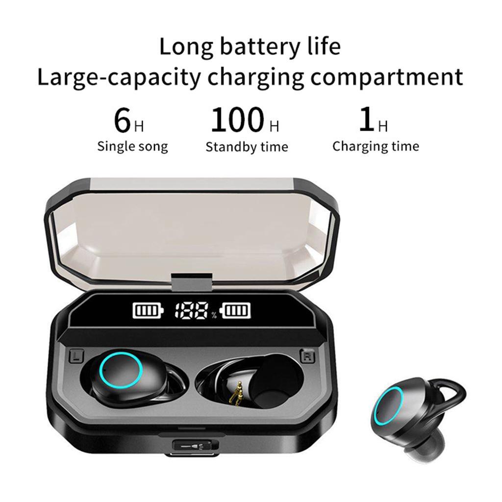Mini Hifi Stereo 4000mAh Bluetooth 5.0 Earphone with Flashlight