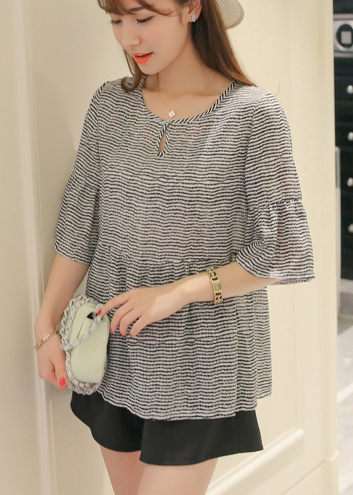 Áo nữ dáng váy oversize kẻ ngang OVER05