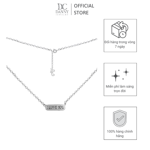 Dây Chuyền Có Mặt Danny Jewelry Bạc 925 Xi Rhodium Hình Chữ "I LOVE YOU" DM065