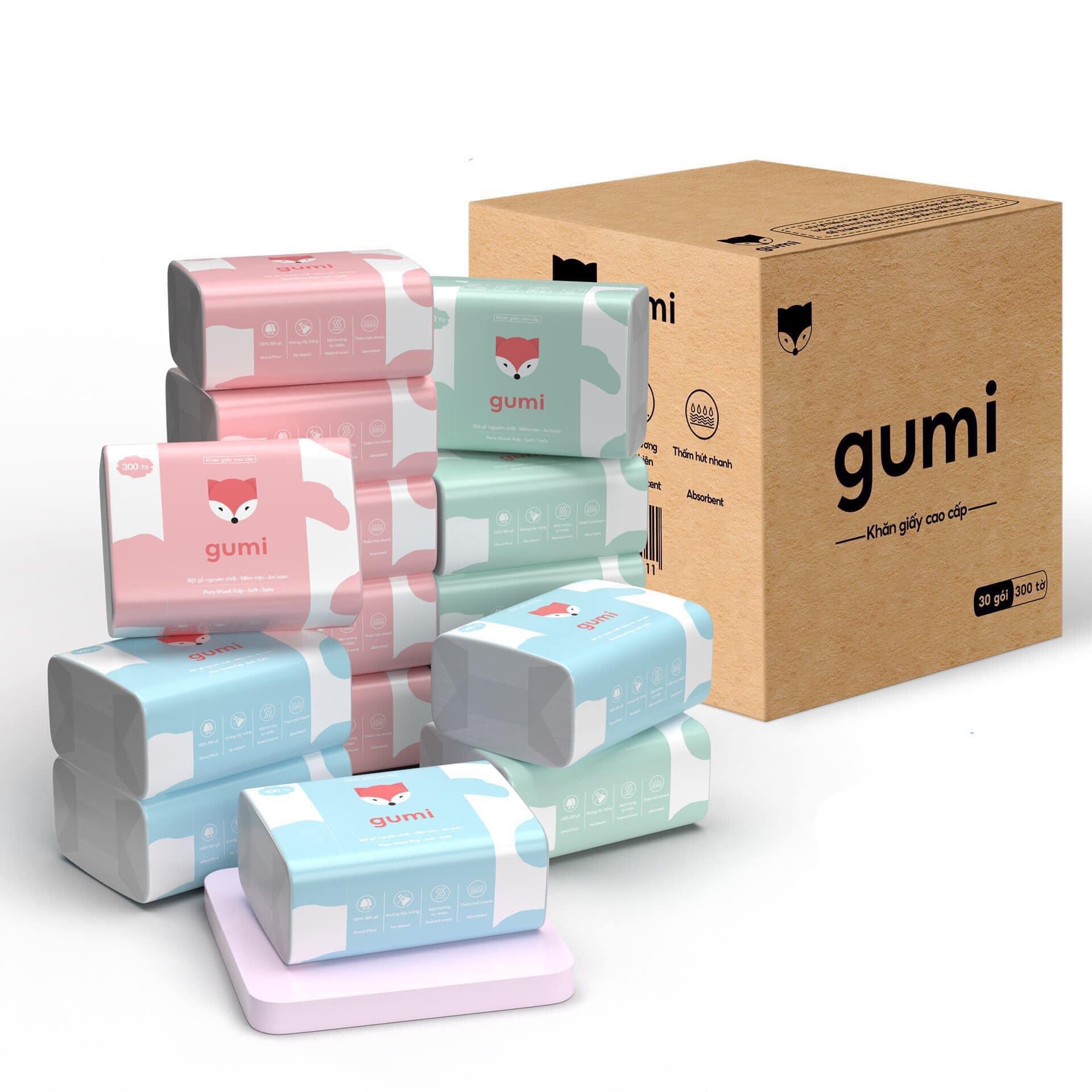 THÙNG 30 GÓI, BỊCH 10 GÓI GIẤY ĂN RÚT GUMI 3 LỚP CAO CẤP