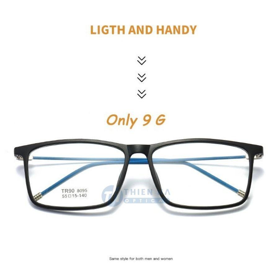 Gọng kính cận vuông Thiên Hà Optical unisex chất liệu nhựa nhẹ dáng vuông càng mảnh nhiều màu phù hợp cả nam nữ TH8095