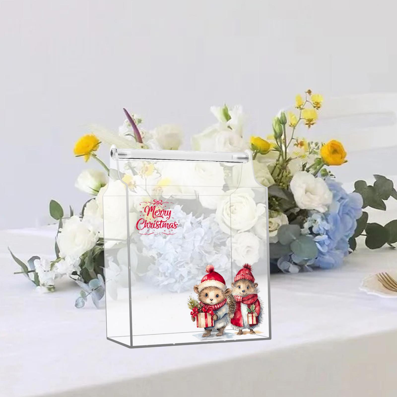 Gift Box Clear Box Decoration, Christmas Holiday Gift Box, Delicate Acrylic Storage Container for Small Collections Statues Collections Dolls