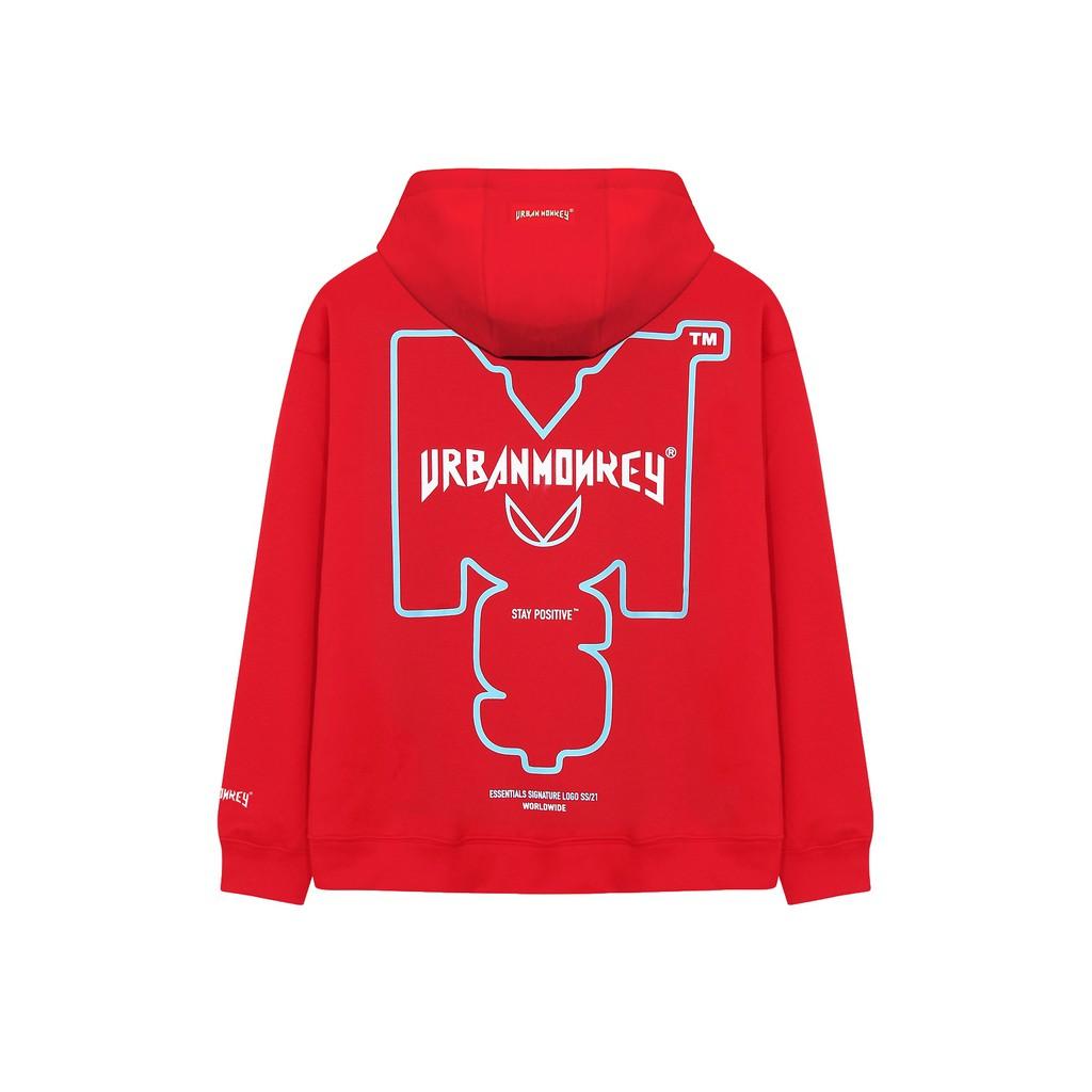 Áo Hoodie URBAN MONKEY ESSENTIAL 2021 2.0 Đỏ Hình In Nổi Bật