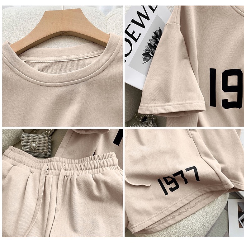 Đồ bộ Quần Short Áo Thun Cộc Tay 1977 2 Màu - DOMIN