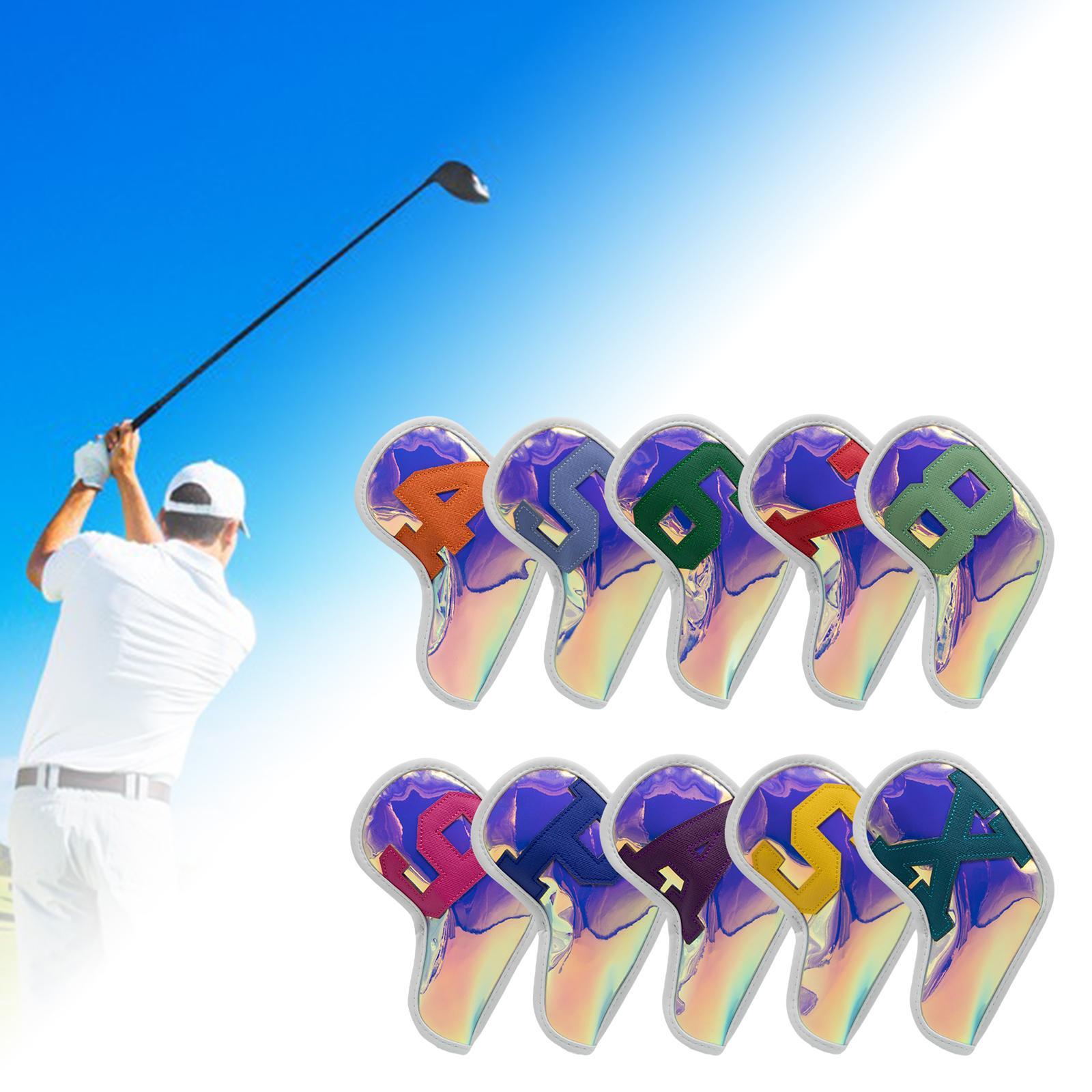 10Pcs Club Head Cover Fits All Brands Big Number Leather Golf Iron Headcover Set