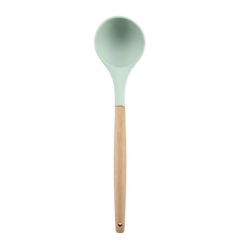 Bộ Dụng Cụ Nấu Ăn Bằng Silicone Cán Gỗ Tiện Dụng