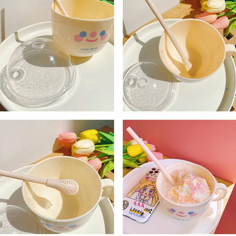 500Ml Kawaii Bát Nước Bằng Nhựa Có Ống Hút Dễ Thương Di Động Ăn Sáng Nước Sữa Cốc Tập Uống Cho Bé Gái Trẻ Em Quà Tặng không Chứa BPA