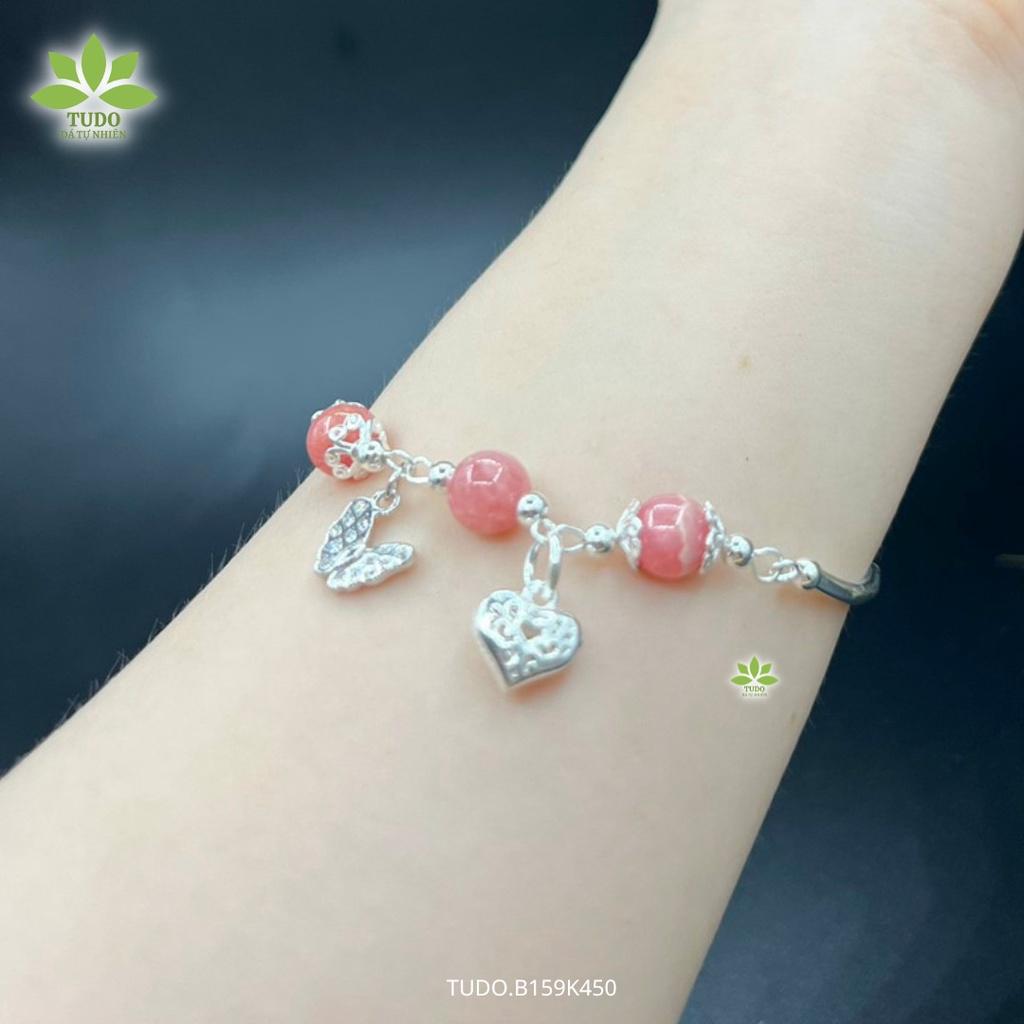 Vòng Tay Nữ Đẹp - Vòng Phong Thủy Đa Mệnh TUDO B159K450 VCBDAOH Charm Bạc Trái Tim, Hồ Điệp - Tình Duyên Như Ý