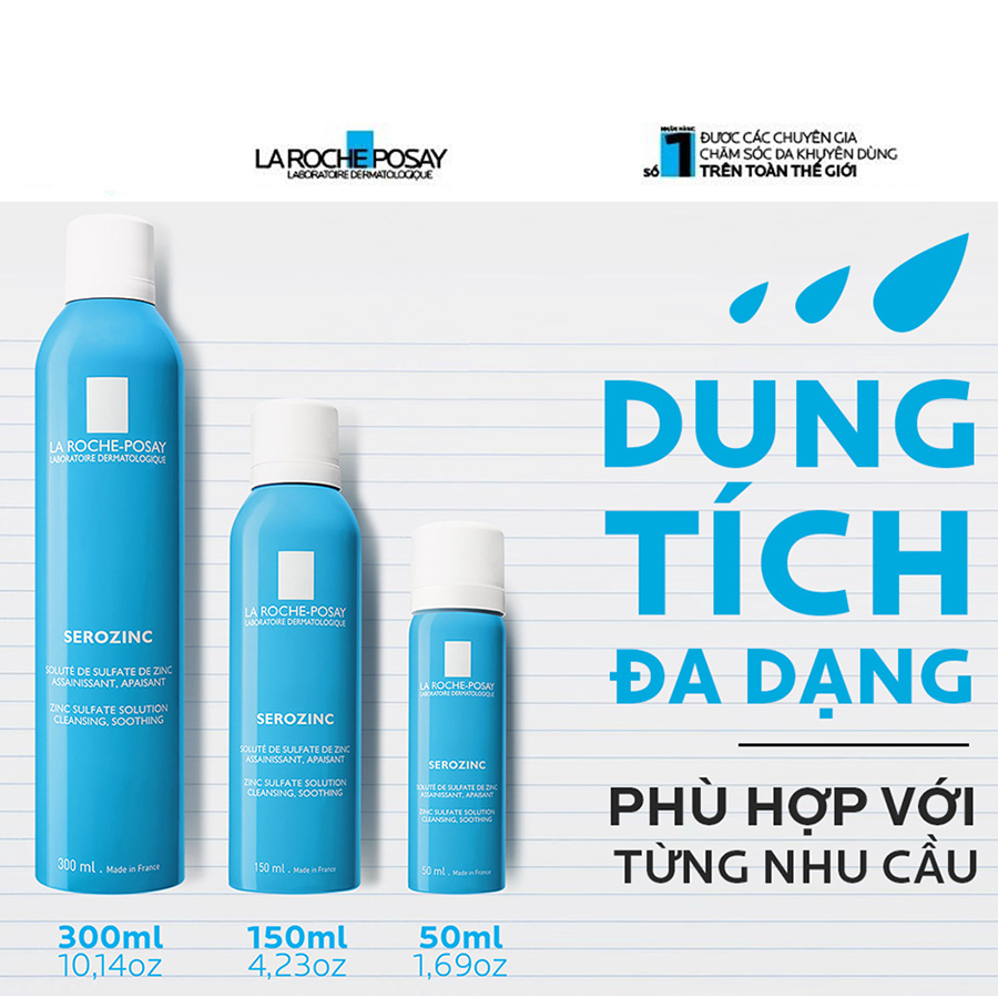 Xịt khoáng giúp làm sạch &amp; làm dịu cho da dầu mụn La Roche Posay Serozinc 150ml