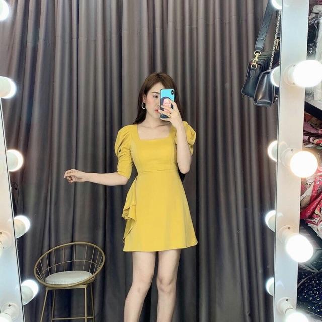 ĐẦM XOÈ CỔ VUÔNG NHÚN BÈO -MS27T - Free size đến 55kg MMR