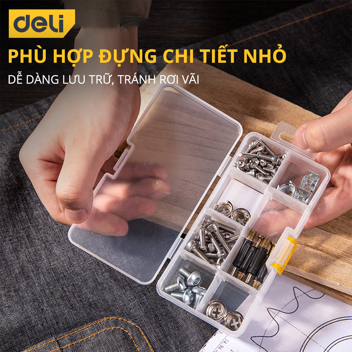 Hộp Đựng Linh Kiện Ốc Vít Deli Cao Cấp Chính Hãng - Nhỏ Gọn, Tiện Dụng, Phù Hợp Với Nhiều Mục Đích 138x70x30mm - DL432001