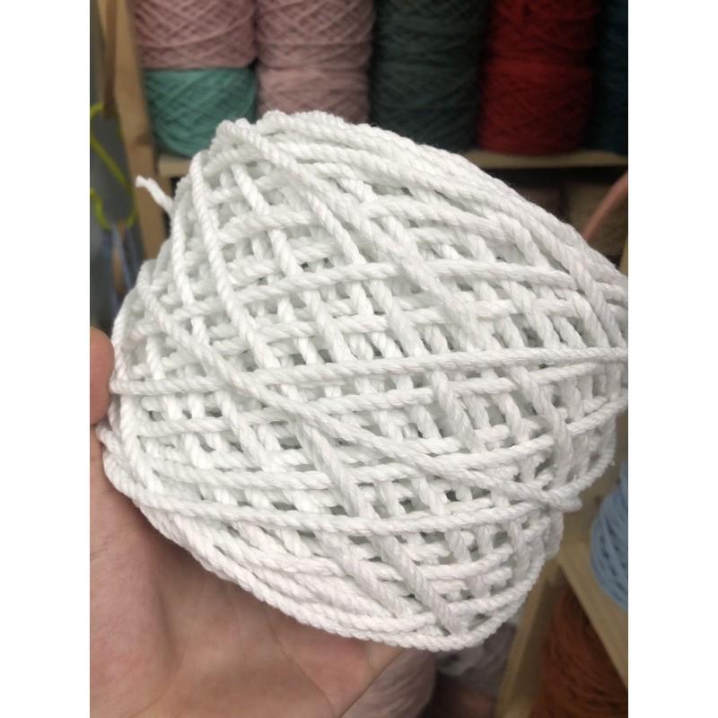 1kg dây thừng cotton trắng tinh, trắng ngà, kem size 3mm/4mm/5mm ( kèm ảnh thật và video)