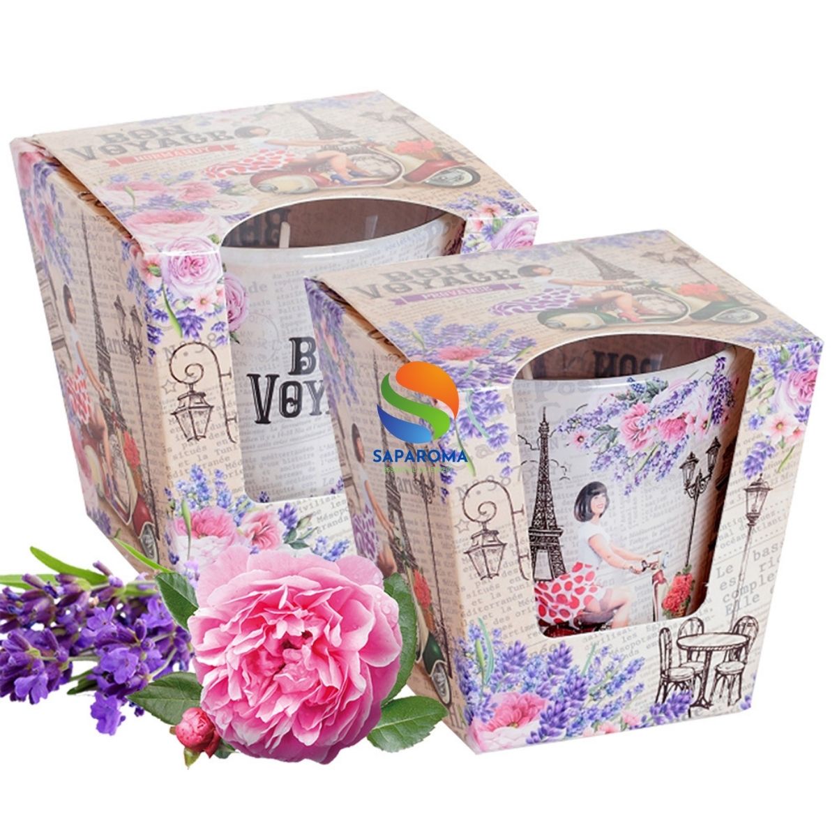 Combo 2 ly nến thơm tinh dầu Bartek Bon Voyage 115g - oải hương, hoa hồng, nến trang trí, thơm phòng, thư giãn, khử mùi