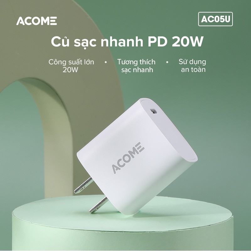 Cốc Sạc Nhanh ACOME AC05U PD Dành Cho Iphone - Hàng Chính Hãng