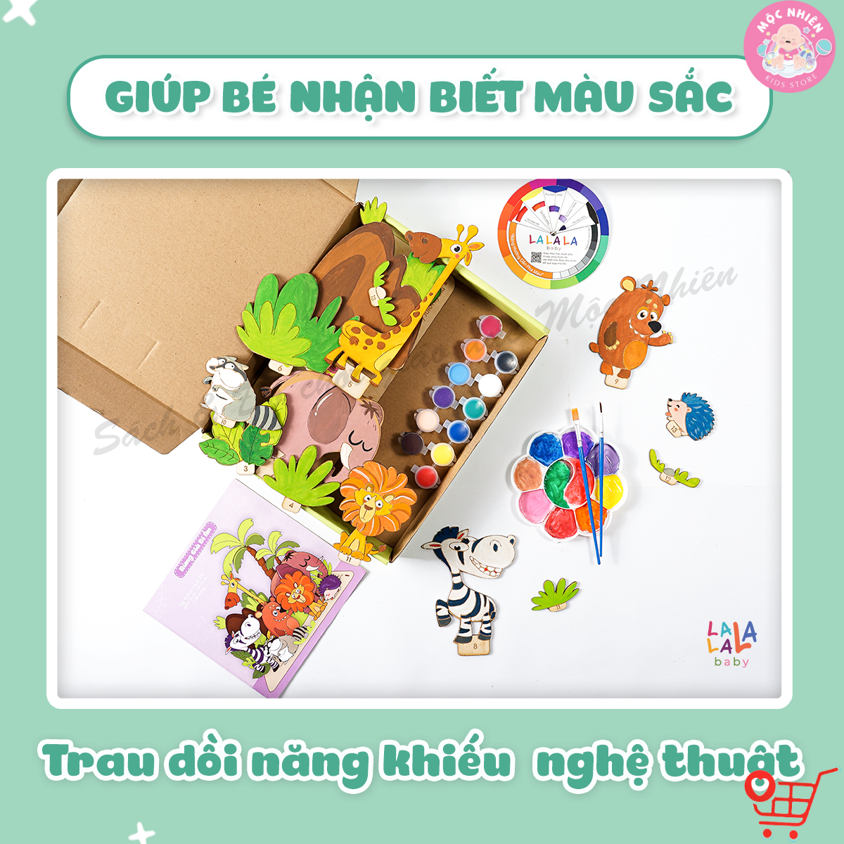 Đồ Chơi Tranh Gỗ Tô Màu Kèm Màu Nước, Cọ và Truyện Kể I Paint I Play! - Lalala Baby (Cho Bé Từ 3 Tuổi)