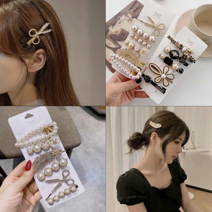 Set 6 Kẹp Tóc Ngọc Trai Siêu Sang Chảnh - Ngọc Trai Nhân Tạo