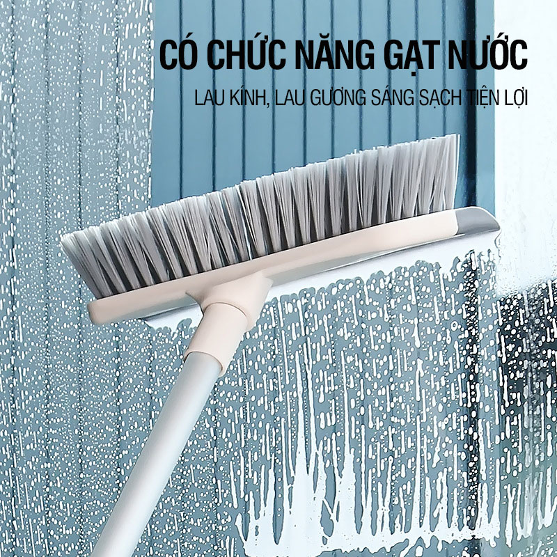 Cây chà sàn nhà tắm Kitimop-Z1 chổi cọ sàn và gạt nước đa năng 2 trong 1, cán hợp kim nhôm tăng giảm chiều dài 65-125cm