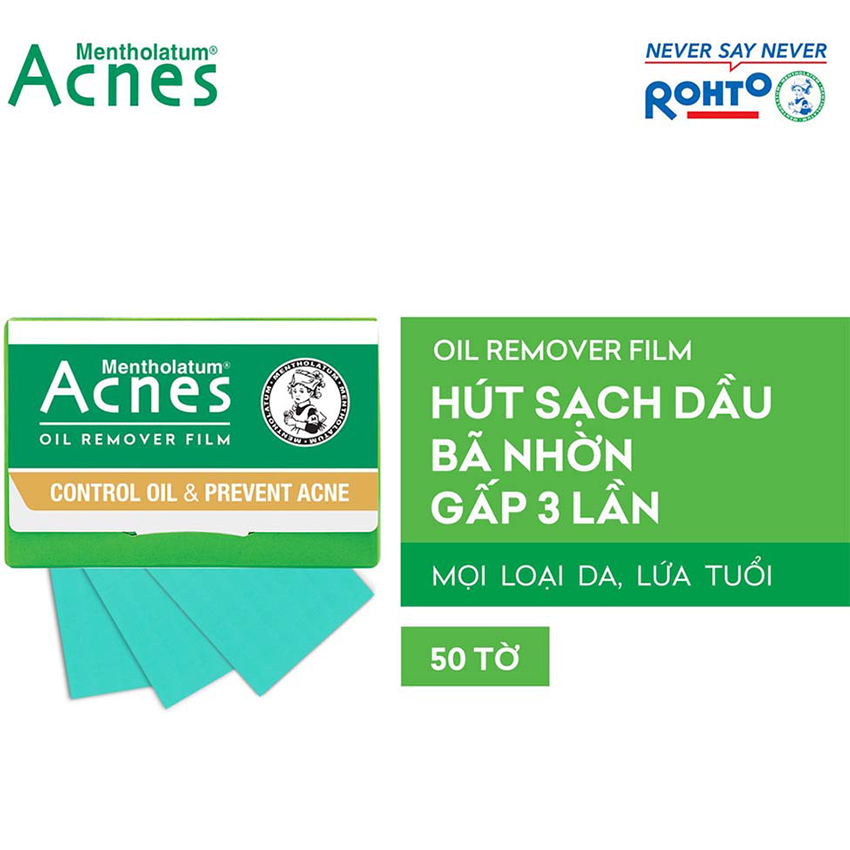 Combo Miếng Dán Mụn Acnes Clear Patch 24 Miếng &amp; Phim Thấm Dầu Oil Remover Film 50 Tờ + Tặng Voucher Gongcha 50K