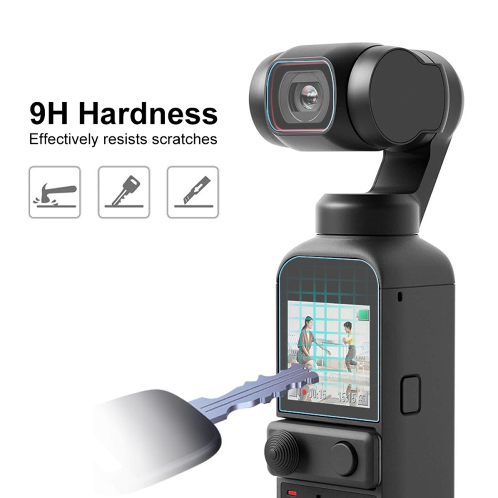 Screen Protector for DJI Pocket 2, 9H Hardness Tempered Glass Screen Protector + Lens Protector Film Full Coverage for DJI Osmo Pocket 2 Cameras