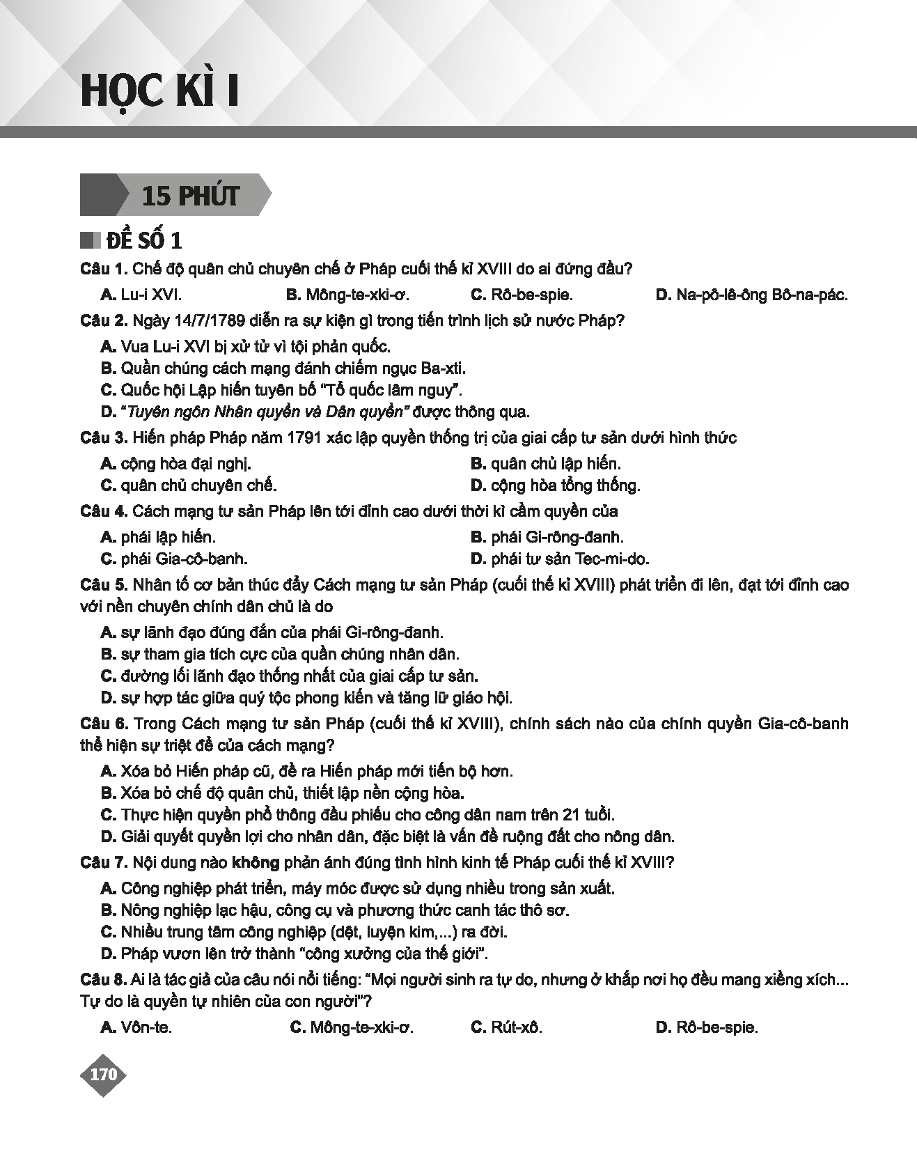 Bí quyết tăng nhanh điểm kiểm tra lịch sử 8