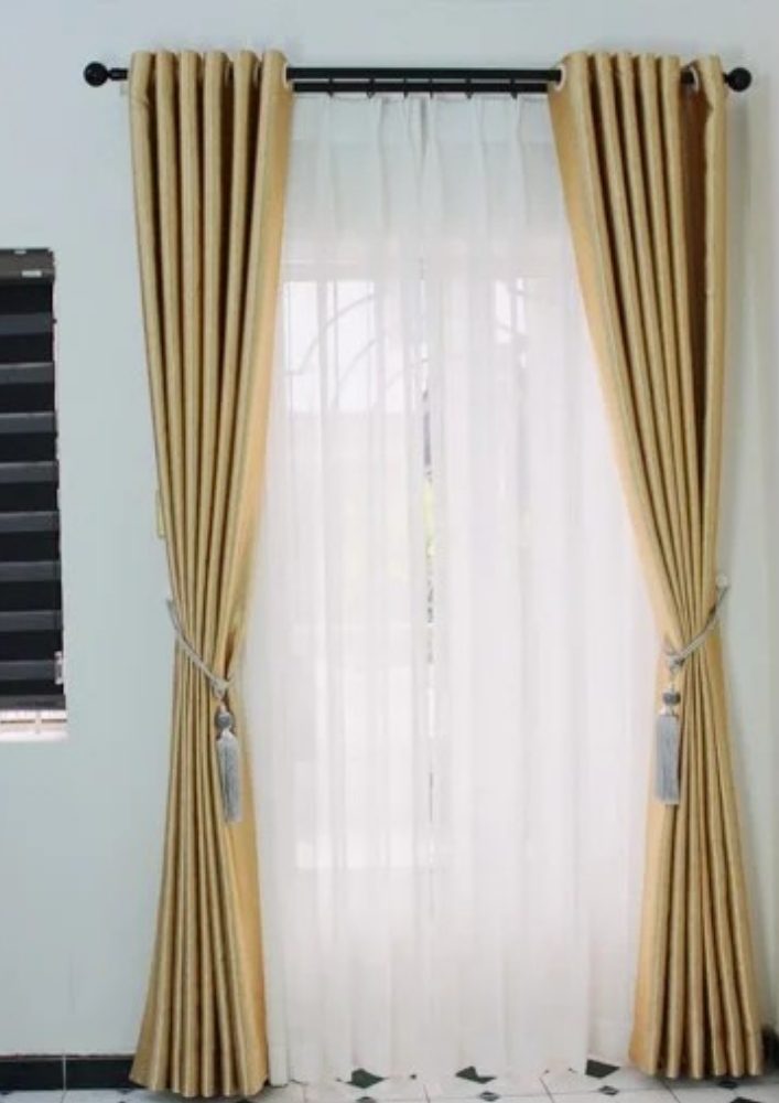 Rèm Vải Gấm Cao Cấp Cản Nắng 95% - Tặng Kèm Dây Vén Rèm - SIZE VỪA