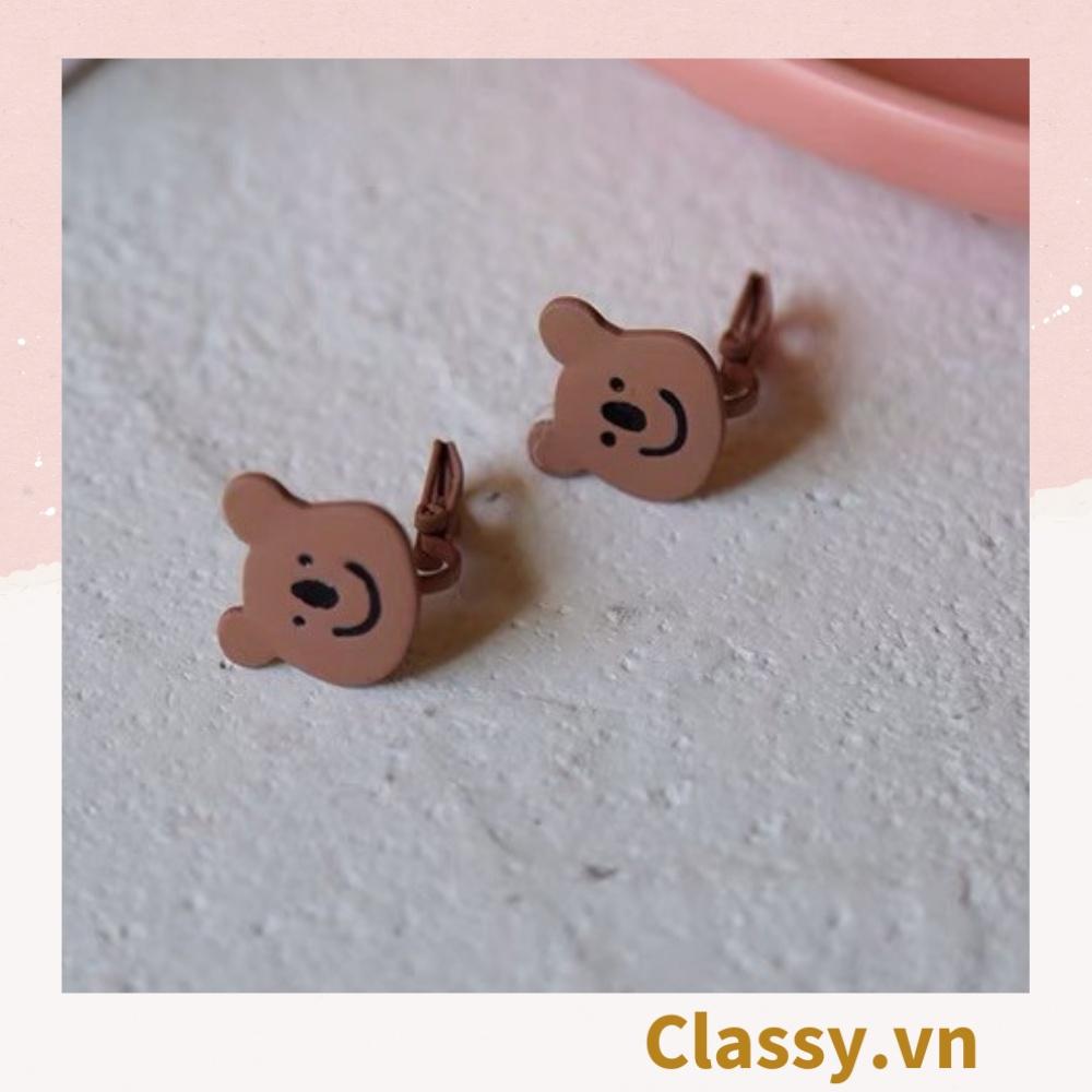 Khuyên tai Bông tai Hoa tai Classy bông tai bạc S925 loại Stud (Đinh tán) đeo tai nghịch ngợm cá tính PK614 - PK614-HEO