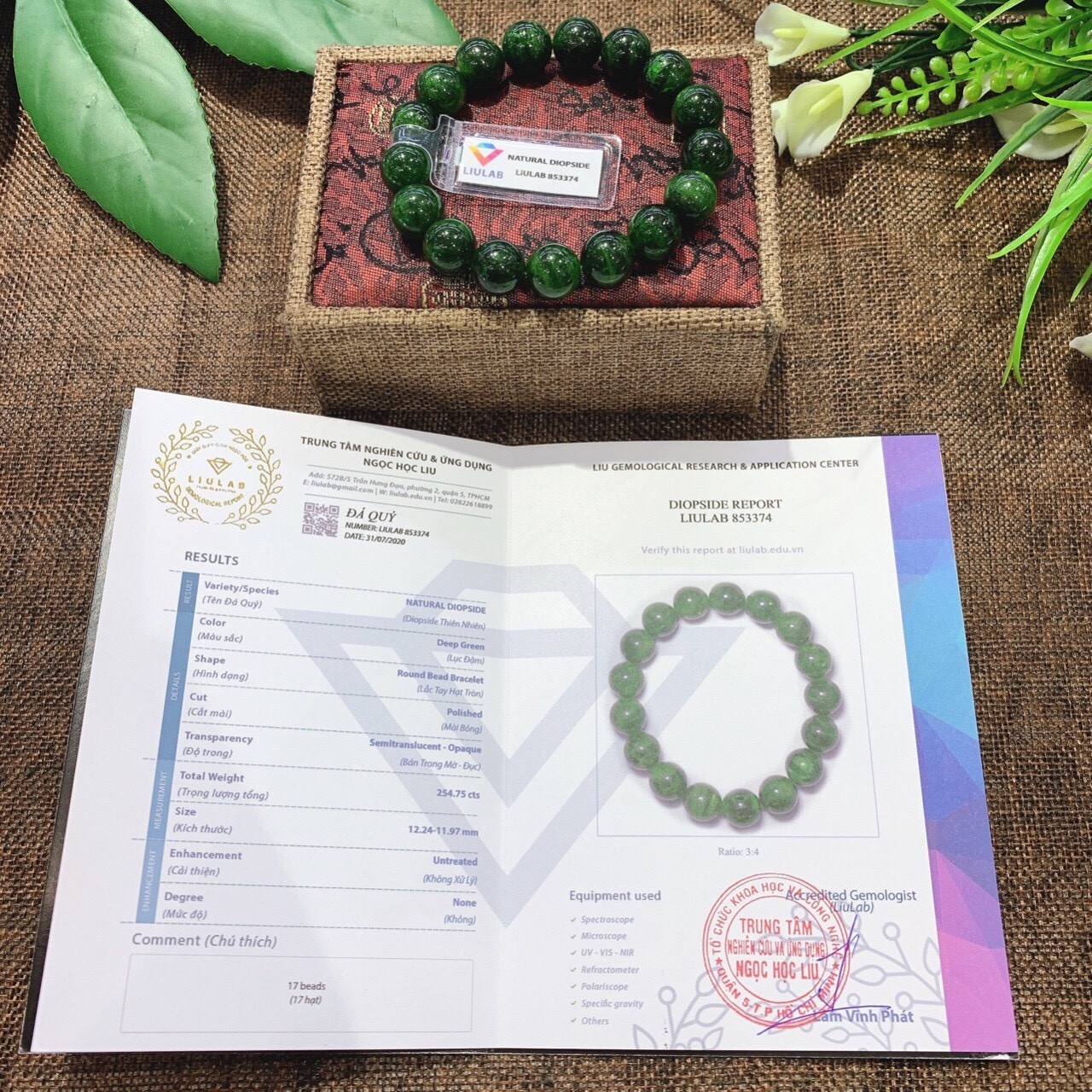 Vòng tay đá Diopside Ngọc bích 8mm 6A VIP hợp mệnh Hỏa, Mộc