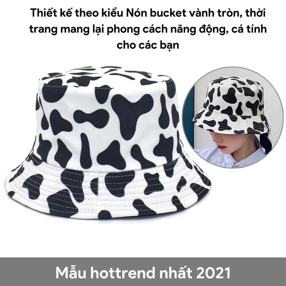 Mũ bucket bò sữa ️ Nón vành tròn hoạ tiết trắng đen phong cách Ulzzang form unisex nam nữ.