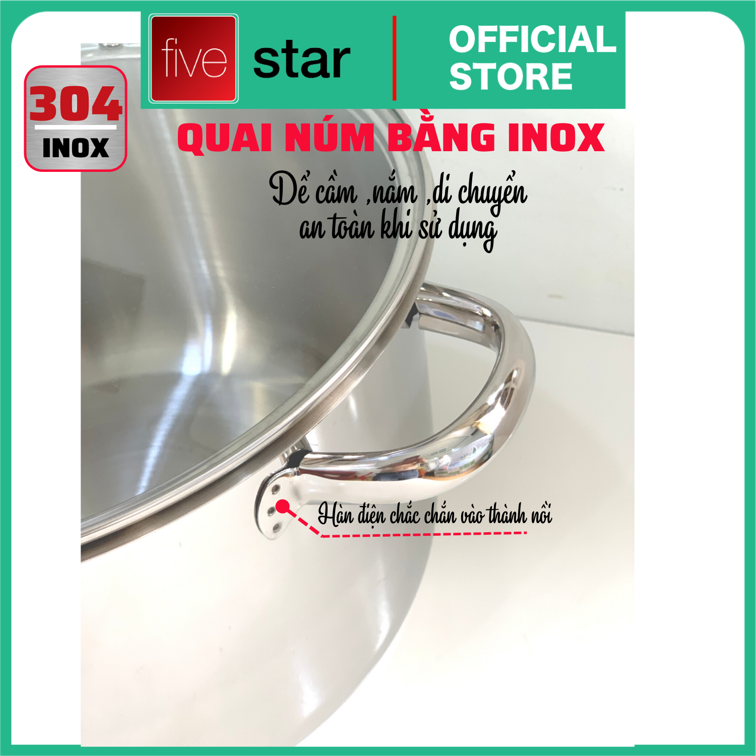 Nồi luộc gà inox 304 cao cấp Fivestar Plush 28cm nắp kính , 3 đáy dùng được bếp gas , hồng ngoại ( tặng 1 vá canh inox )