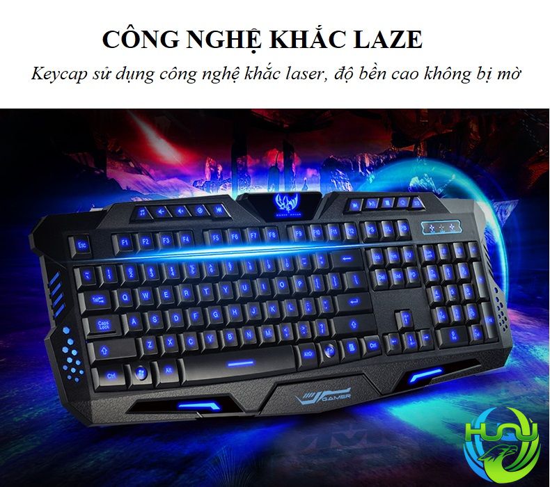 Bàn Phím Chơi Game Huqu HQ-M200 - Đèn Led 3 Màu-Hàng Chính Hãng