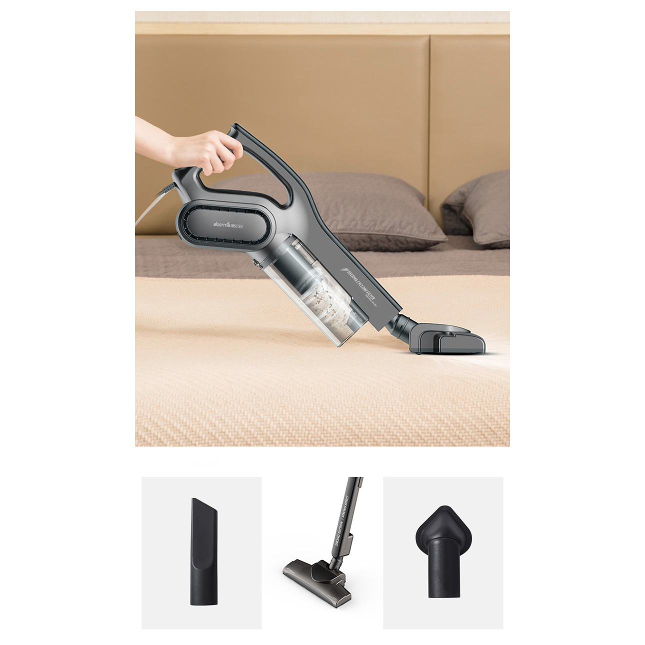 Máy Hút Bụi Cầm Tay Deerma Vacuum Cleaner DX700S (Xám đen) - Hàng chính hãng