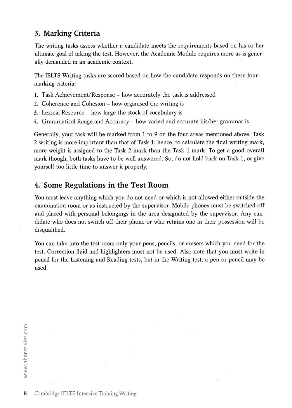 Sách Cambridge IELTS Intensive Training Writing (Không CD)