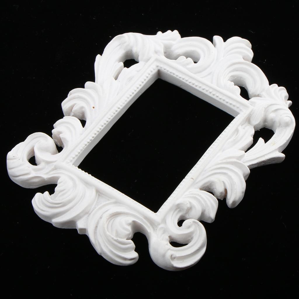 2pcs Vintage Mini Resin Picture Photo Frame Party Favor White+Black