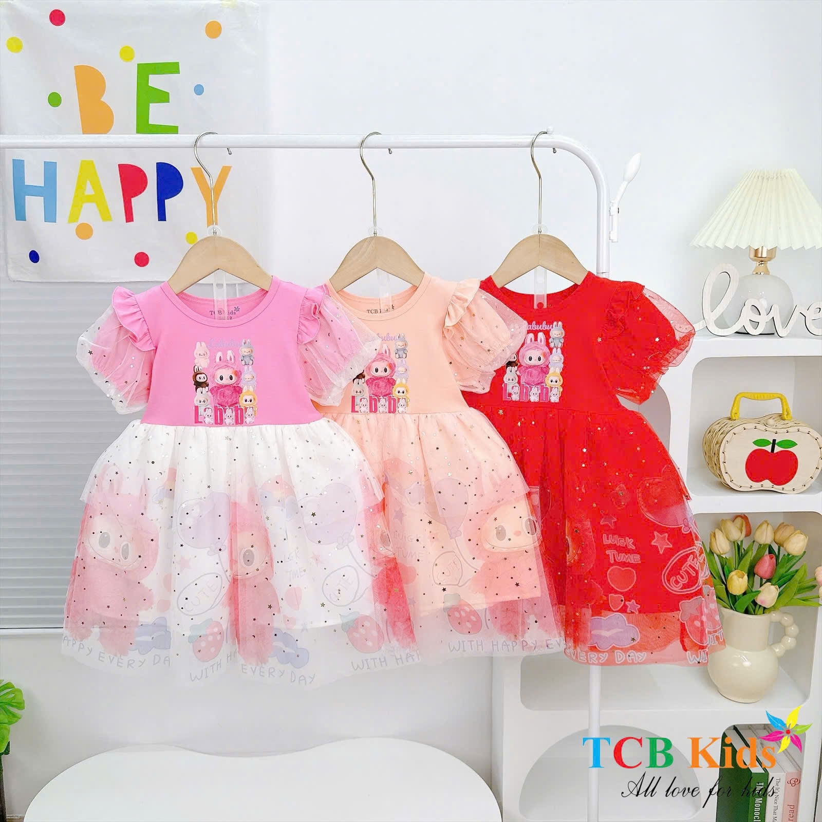 Đầm váy công chúa cho bé gái Labubu đi chơi dự tiệc lễ tết noel giáng sinh năm mới từ 10-40kg