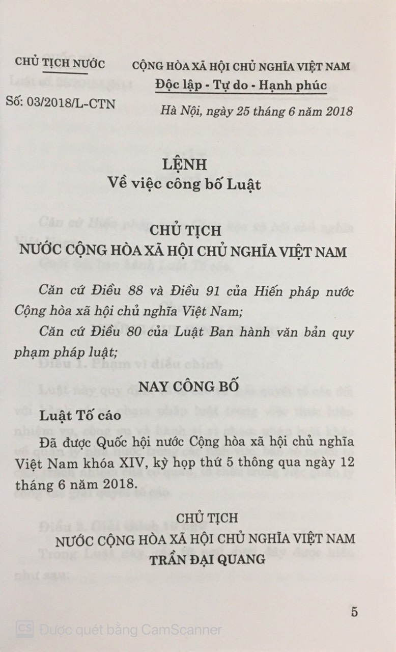 Luật tố cáo ( Hiện hành )