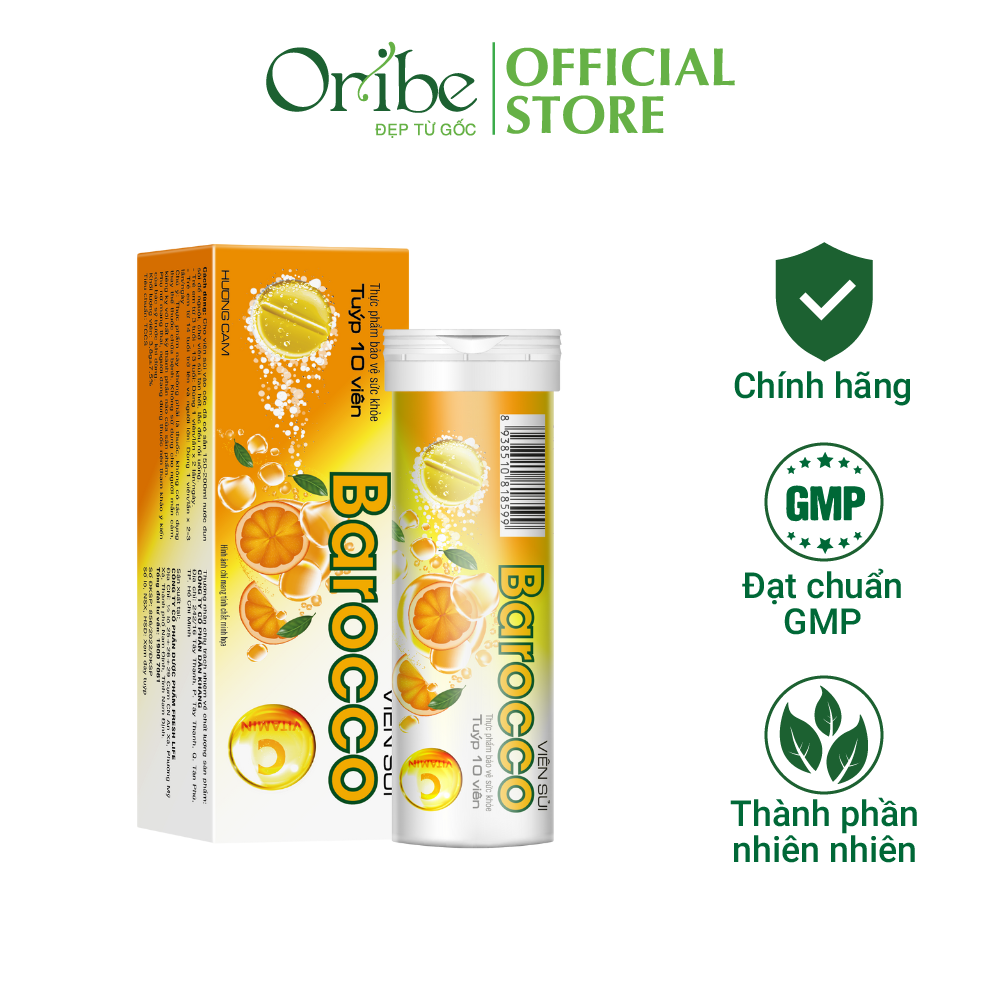 Viên Sủi Barocco Bổ Sung Vitamin C Tăng Cường Sức Đề Kháng Tuýp 10 Viên