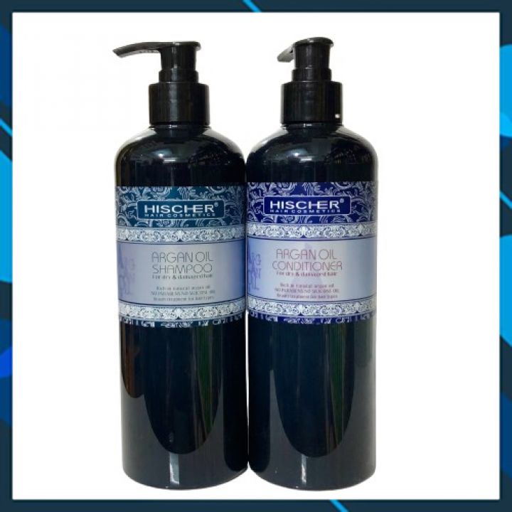 Bộ dầu gội xả Hischer Argan Oil for Dry & Demaged hair shampoo & Conditioner siêu mềm mượt cho tóc khô hư tổn 500ml