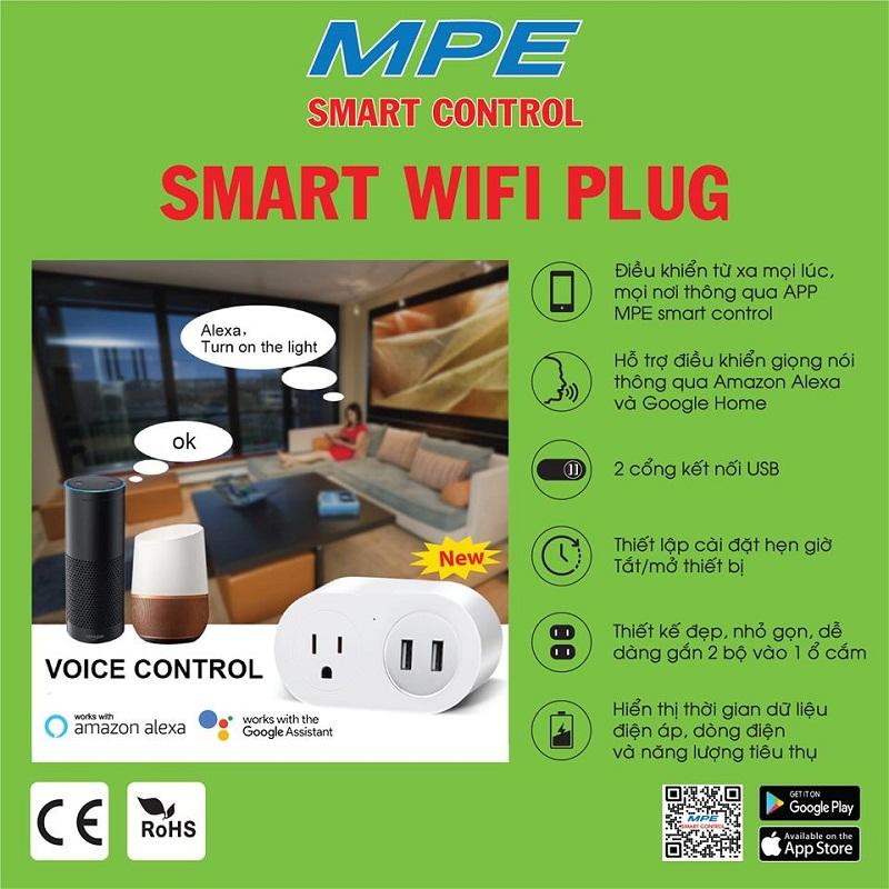 Ổ CẮM THÔNG MINH SMART WIFI KẾT HỢP 2 CỔNG USB SWP16-5 MPE