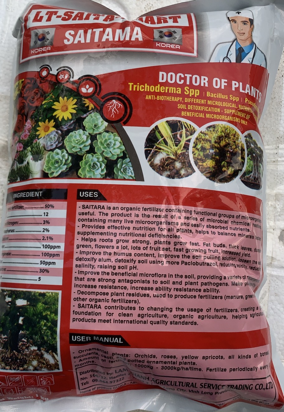 Phân bón vi sinh SAITAMA nhập khẩu từ hàn quốc gói 01 kg