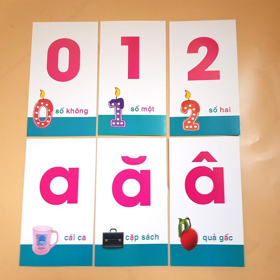 42 Thẻ Học Chữ Cái, Chữ Số và Dấu- Flashcard Dạy Học Cho Bé