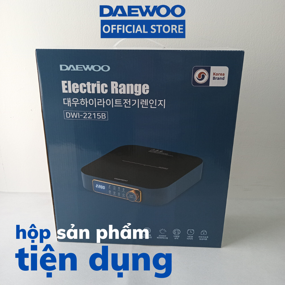 Bếp hồng ngoại Daewoo 2200w mặt ceramic chịu nhiệt, chịu lực bền bỉ, hàng chính hãng DWI-2238MW DWI-2215B