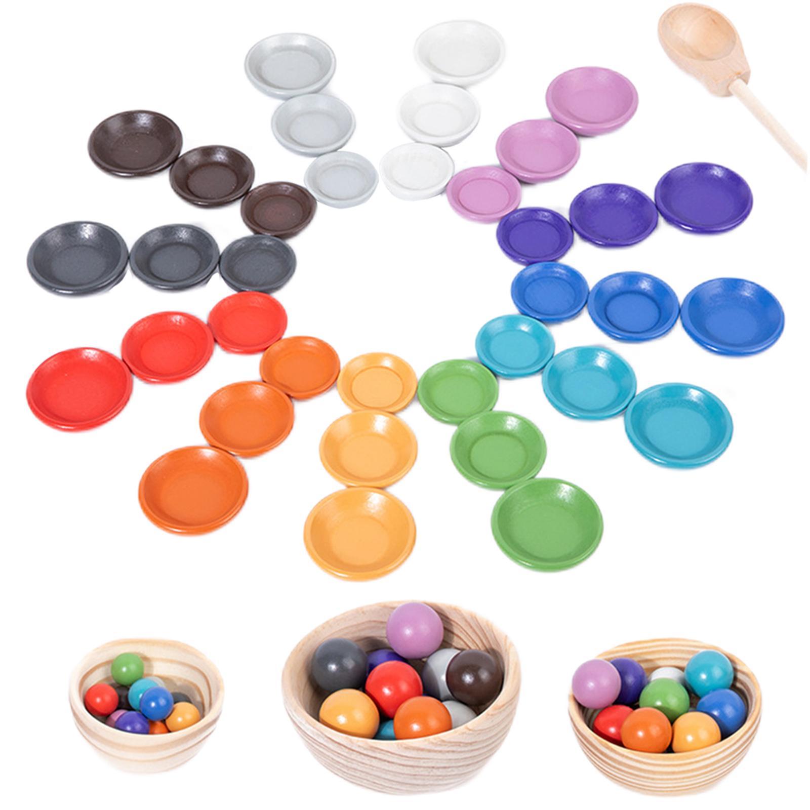 Montessori Wooden Rainbow Ball Matching Game Board Game Early Education Toys