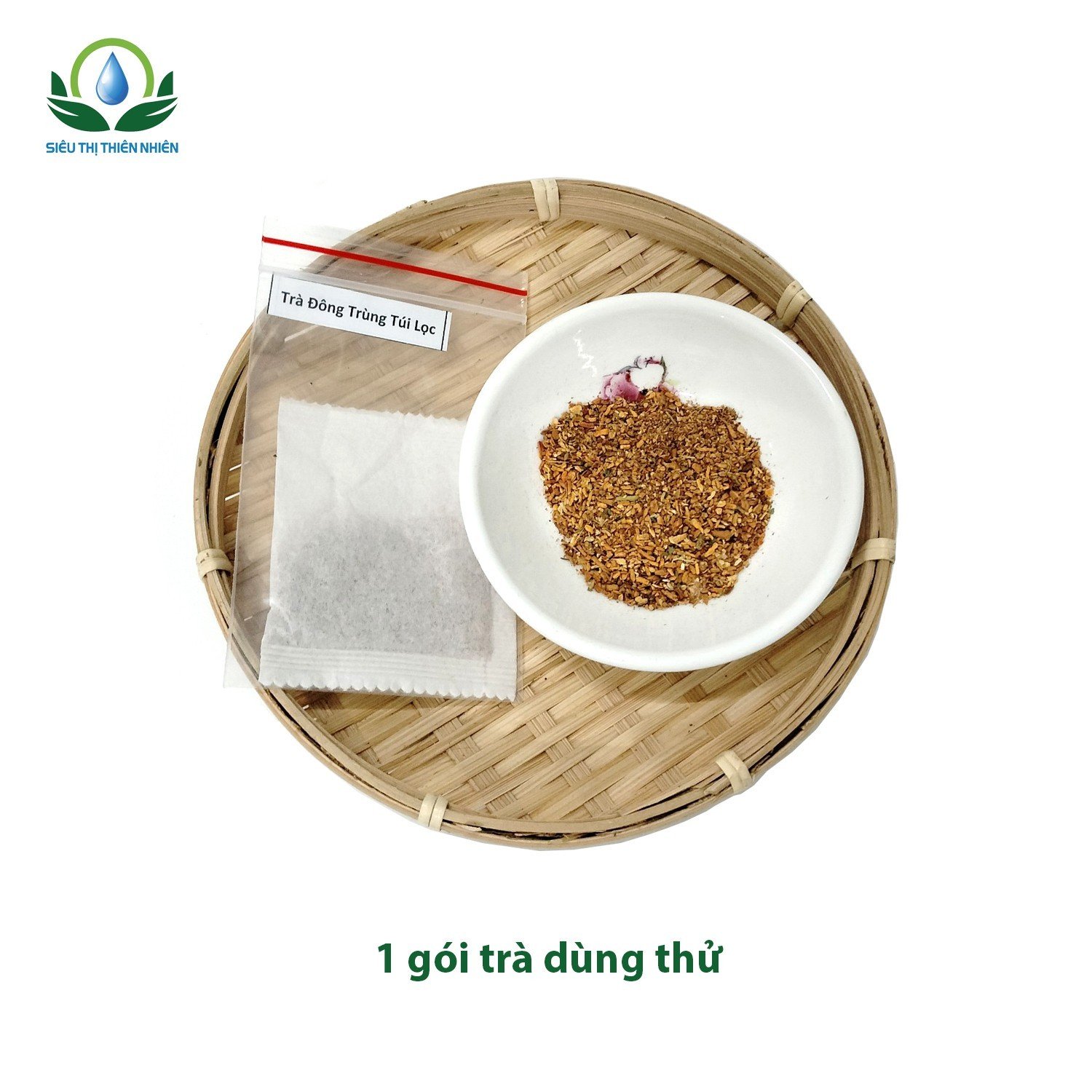 Trà Đông Trùng Hạ Thảo hộp 30 Túi Lọc x 3Gram giúp tăng cường miễn dịch, bổ thận của Siêu Thị Thiên Nhiên