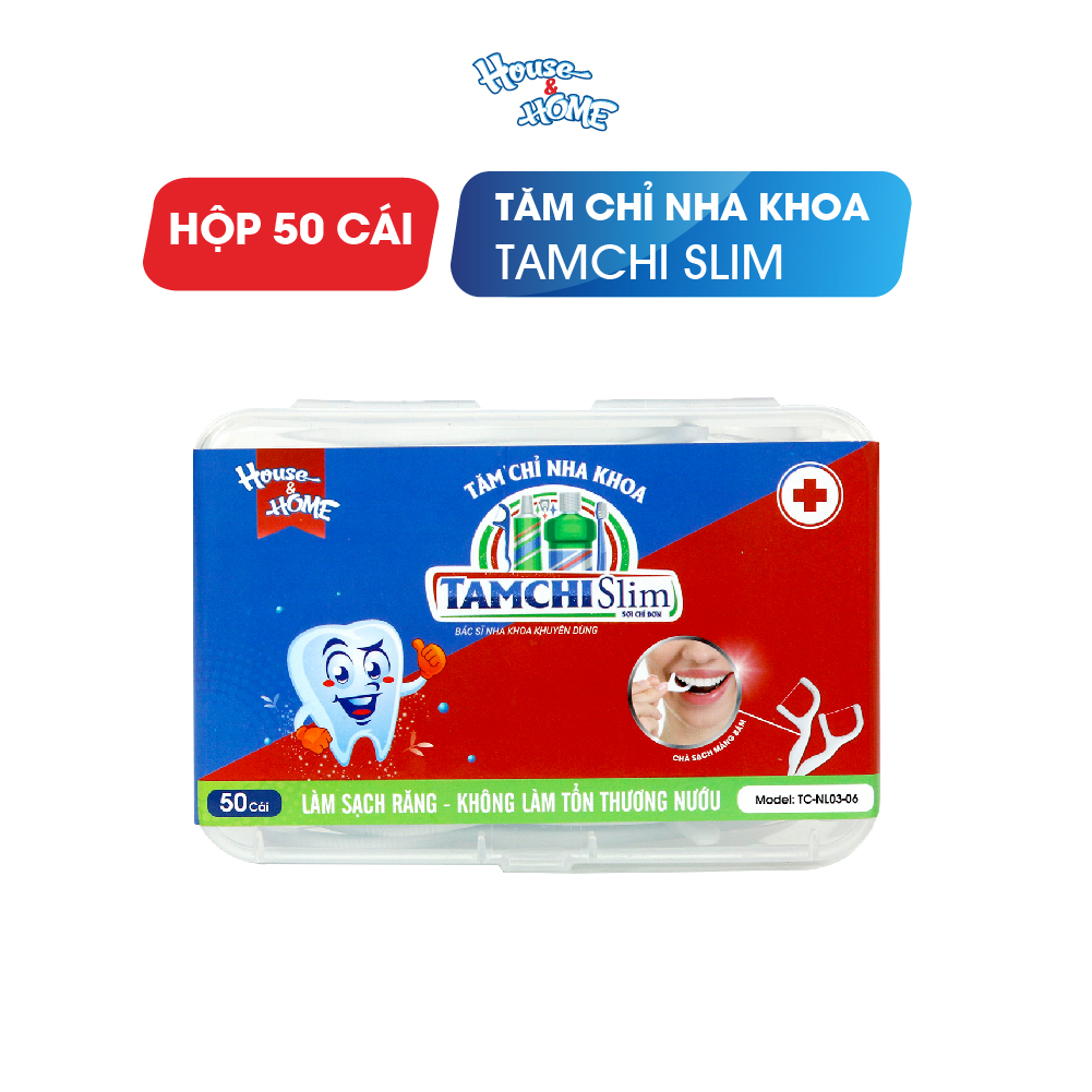 Tăm chỉ nha khoa TAMCHI Slim sợi chỉ đơn hộp 50 cái