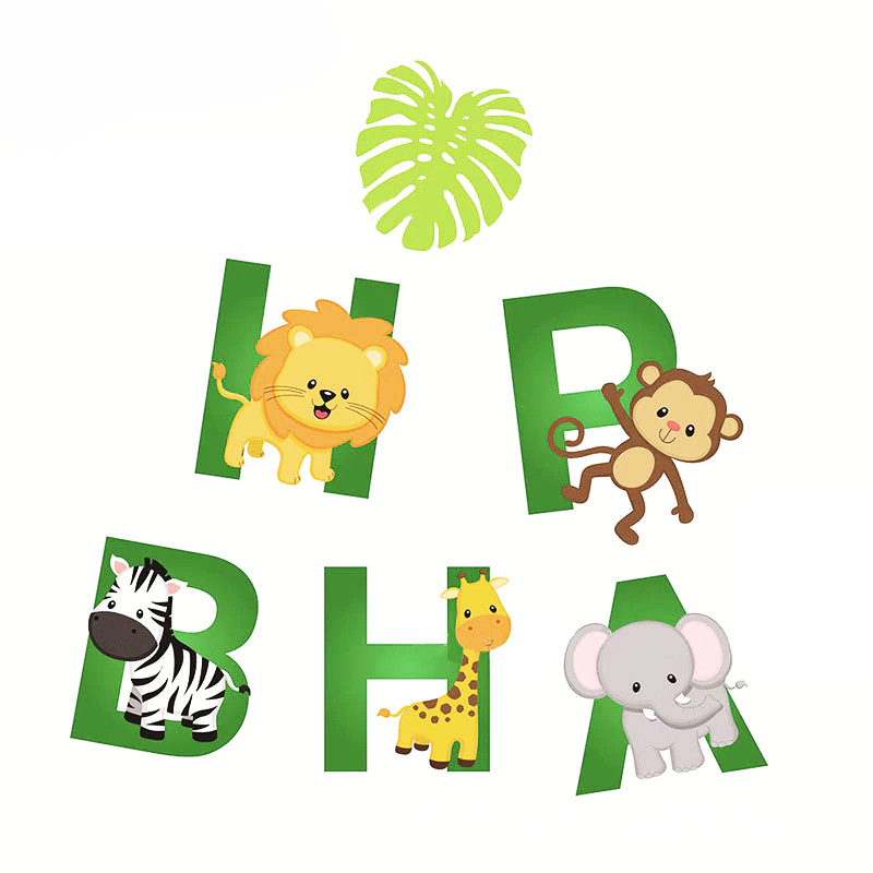 Dây chữ Happy Birthday trang trí sinh nhật hình thú rừng