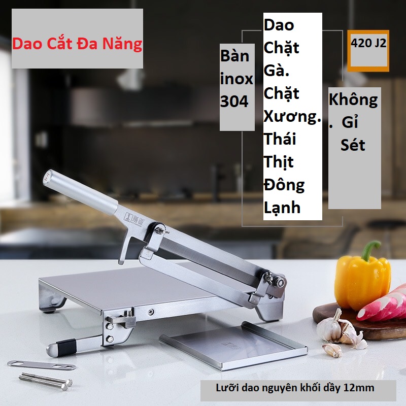 Dao Chặt Thịt Gà KD0248 - Cắt Xương, Thịt, Rau Quả, Nấm, Thuốc Bắc - Inox 430 dày 1.5mm