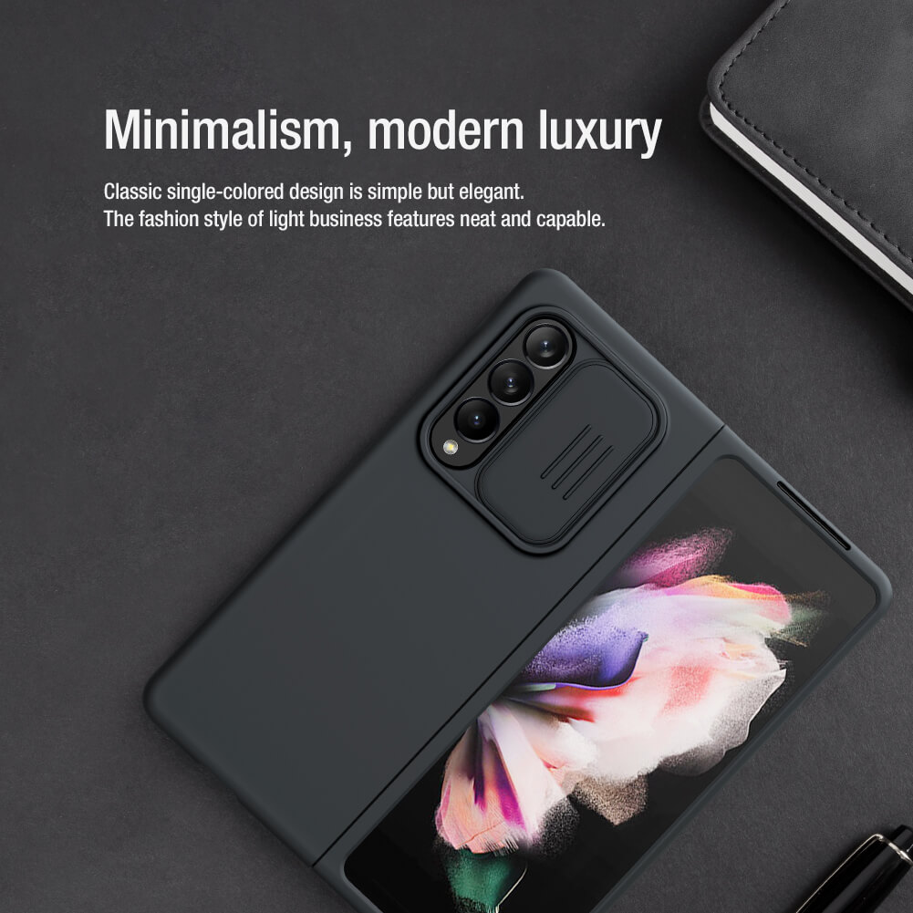 Ốp lưng chống sốc silicon cho Samsung Galaxy Z Fold 3 bảo vệ Camera hiệu Nillkin Camshield Silky Silicon Case - hàng nhập khẩu
