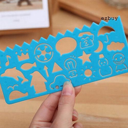 EY-4Pcs Cute Kids Graphics And Symbols Drawing Template Stencil Ruler Stationery